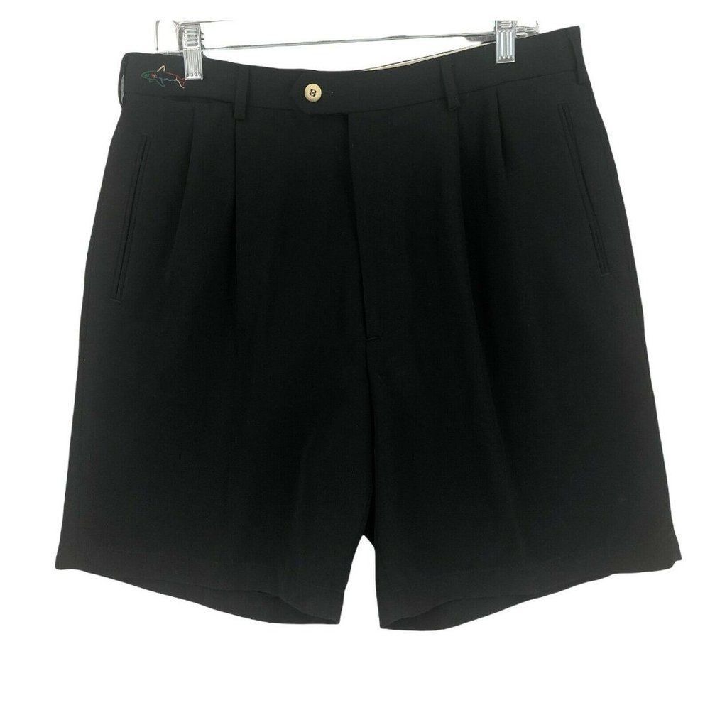 Greg Norman Shorts Mens 34 Black Golf Chino Shark Golfer Casual Outdoor Adult